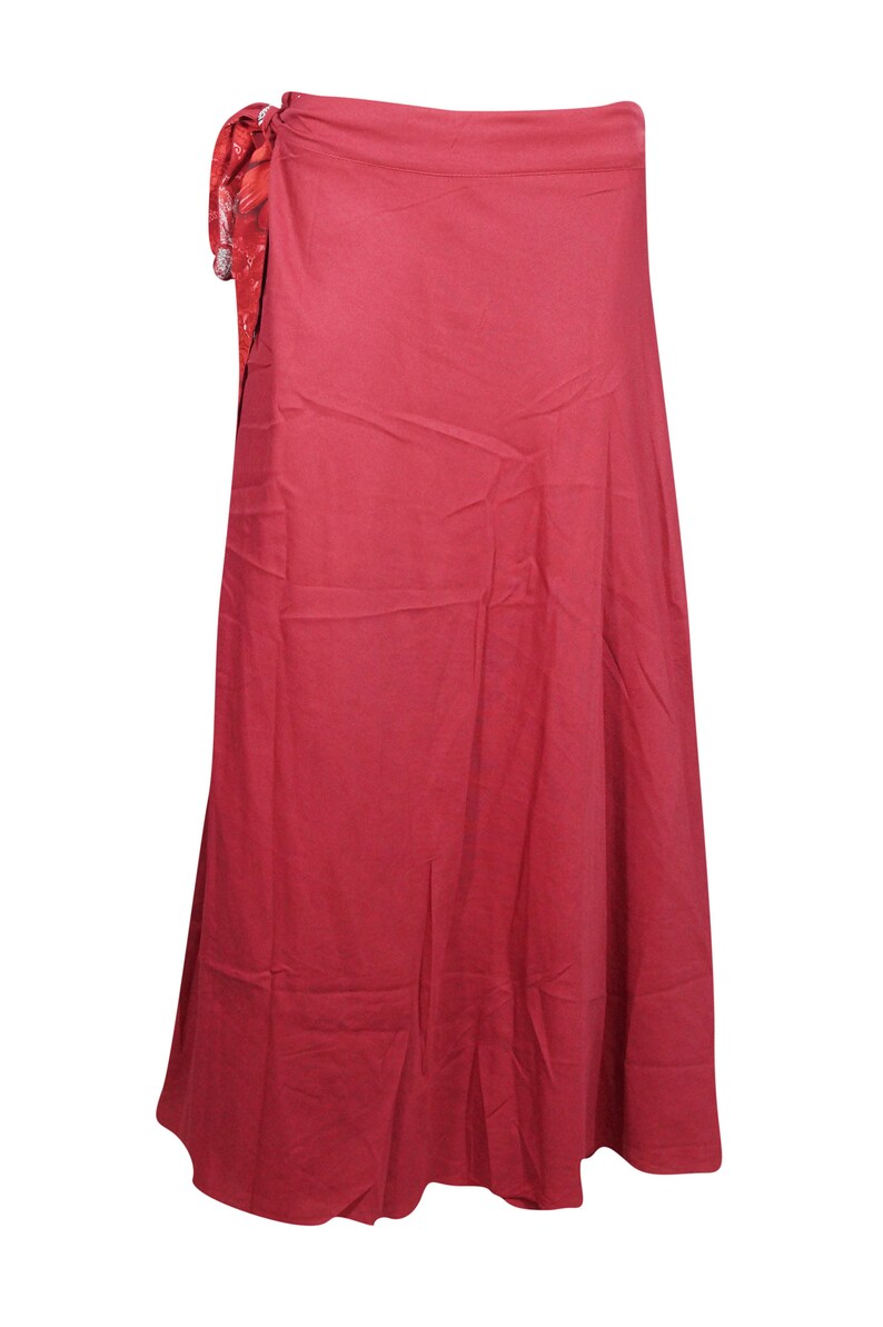 Red Floral Wrap Skirts Hippy Womens Magic Wraparound Skirt Reversible Sari Beach Sarong Dress One Size