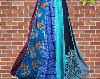 Womens Paneled Dori Long Skirt, Fall Festive Blue Floral, Boho Patchwork maxi Skirts, Handmade, Hippe, Midi Skirts S/M/L