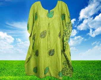 Women Midi kaftan Dress, Green Travel Fashion, Boho Kimono Beach Cover Up, Bright Festival Clothing, Recycled Silk Sari kaftan SML