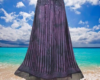 Purple Shiny Ribbon Frill Long Skirts, Vintage Retro Maxi Skirt, Western Skirts for Renaissance Faire M/L