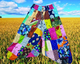 Hippie Harem Genie Pants, Boho Hippie Aladdin Pant, Colorful Patchwork Printed Pant, Festivals, Travel, Beach Pants S/M/L