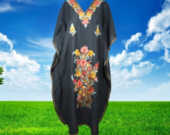 Womens Kaftan Maxi Dress, Handmade Gift, Flowy Caftan, Black Housedress, Caftan Embroidered Kaftan, Bohemian Fashion L-2XL