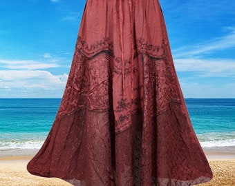 Vintage Long Skirt, Vintage Fall Embroidery Purple Renaissance Maxi Skirt Handmade, Hippe, Midi Skirts S/M/L