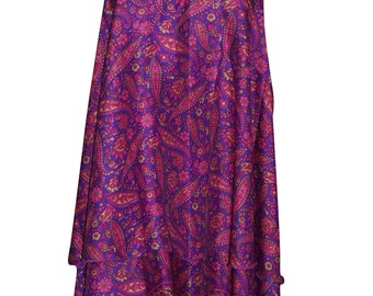 Pink Reversible Printed Silk Wrap Skirt Dress Multi Wear Two Layer Summer Beach Bikini Cover Up Halter Dress
