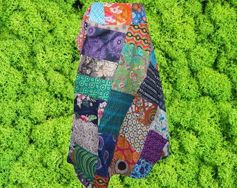 Womens Cotton Wrap Skirt, Floral Print Patchwork Blue Skirt, Travel Short Skirt, Summer Gypsy skirts, Vintage Style Skirt One size