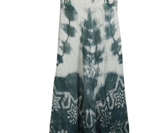 Boho Chic Sleeveless Sundress Spaghetti Strap Tie Dye Stylish Flare Womens Dress S/M