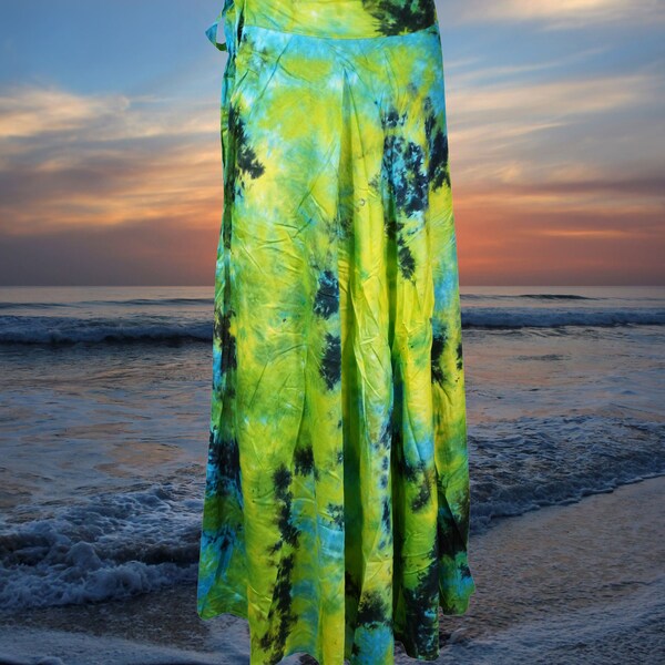 Orange Tie-Dye Stretch Lycra Skirt main image 1