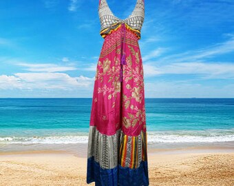 Womens Maxi Dress, Pink Flared Swing Maxi Boho Beach Dress, BREEZE Maxi Dresses, Strapdress, Fall Maxi Dresses ML