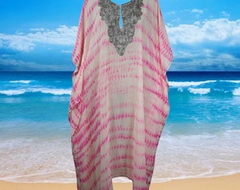 Boho Kaftan Pink Maxi Dress, Caftan, Tie dye Embroidered Caftan, Sheer Kimono, Resort Wear, Cruise Maxi Dress L-4XL, One Size