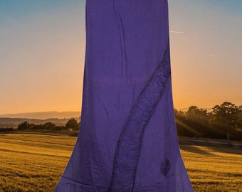 Purple Renaissance Long Embroidered Skirt, Western Long Skirts, Floral  Hippie Maxi Skirt, Elastic Waist Skirt, Ren Faire Clothing S/M/L