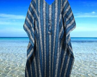 Women's Caftan Dress, Blue Printed Kaftan, Cruise, Beach Cover Up, Resort Dress,Retro Kimono Midi, Handmade Stylish Caftan Dress, SML