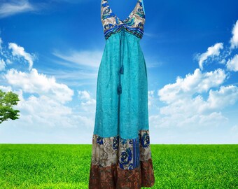 Womens Maxi Dress, BAHAMA BREEZE Maxi Dresses, Blue Flared Swing Maxi Boho Beach Dress, Strapdress, Fall Maxi Dresses ML