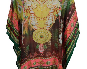 Womens Caftan Dress Cover Up Sheer Short Caftan Kimono Sleeves Summer Resort Kaftan One Size