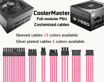 CoolerMaster full modular psu cables customized sleeved silver plated cables