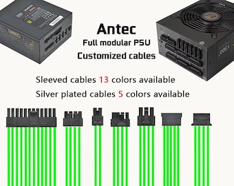 customized Antec full modular psu cables sleevd silver plated cables mod