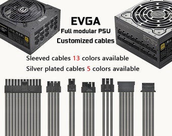 customized EVGA psu full modular cables sleeved silver plated mod cables