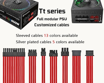 TT thermaltake full modular psu customized cables sleeved silver plated cable