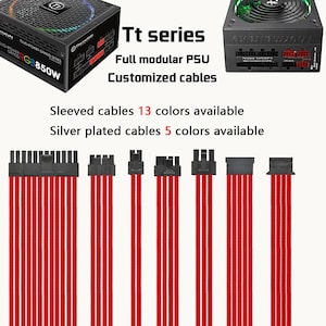 TT Thermaltake フルモジュラー PSU カスタマイズケーブル スリーブ付き銀メッキケーブル