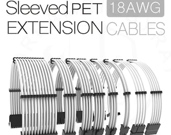 white color sleeved PC psu extension cable cpu gpu sata extension cords support customize