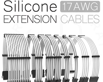 silicona blanca pc psu extension kits 30cm atx gpu pcie