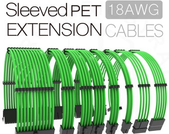 30cm green sleeved psu extension cables gpu sata cpu cord ide extension cords