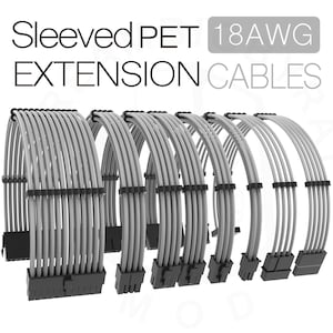 customized silver color 30cm pc psu extension cord 30cm gpu cpu 8ipn extension cable