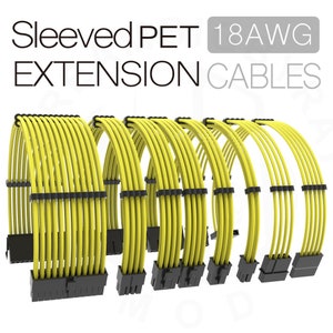 30cm  yellow pc psu extension cord cpu8pin mobo 24pin cable customize