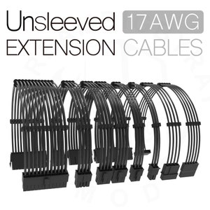 customized 30cm black unsleeved psu extension cable cords cpu gpu cords