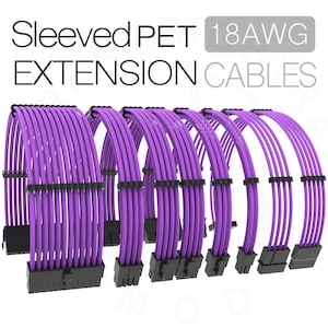 customized 30cm purple sleeved ps psu extension cable cpu gpu8pin cords sata ide