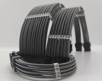 18awg sleeved pet extension cables丨gun-metal colors ATX PCIE EPS extension cords