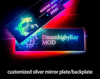 custmoized silver mirrored RGB gpu backplate pc case panel argb edge argb PC decoration