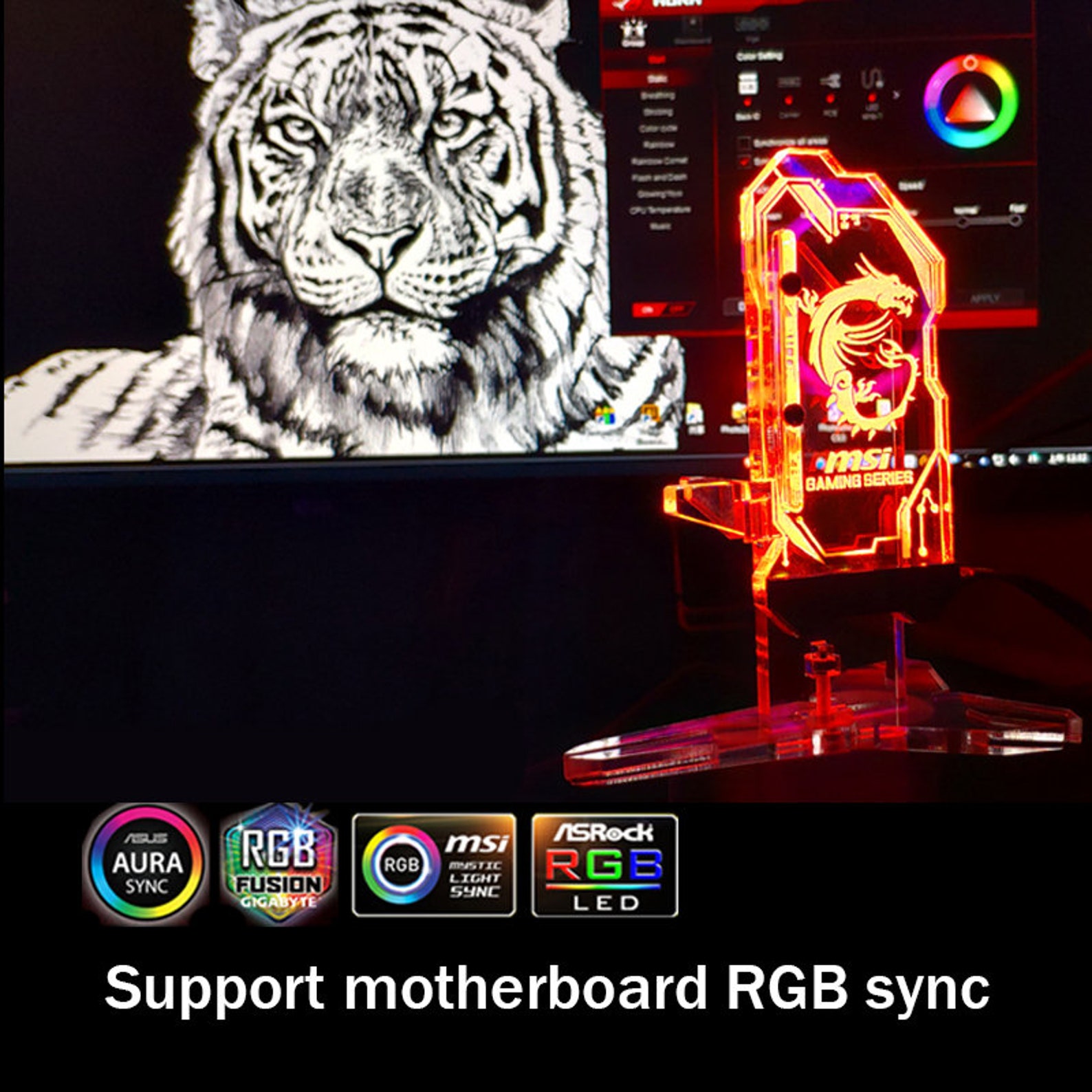 Rgb stand graphics card stand holder customized picture pc Etsy
