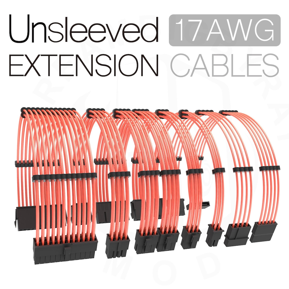 Unsleeved Clear Red Computer Psu Extension Cable Cords Red Etsy UK