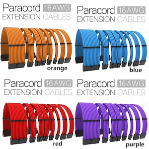 dreambigbyray premium 16awg paracord psu extension cables kit atx pcie gpu mining rig cords