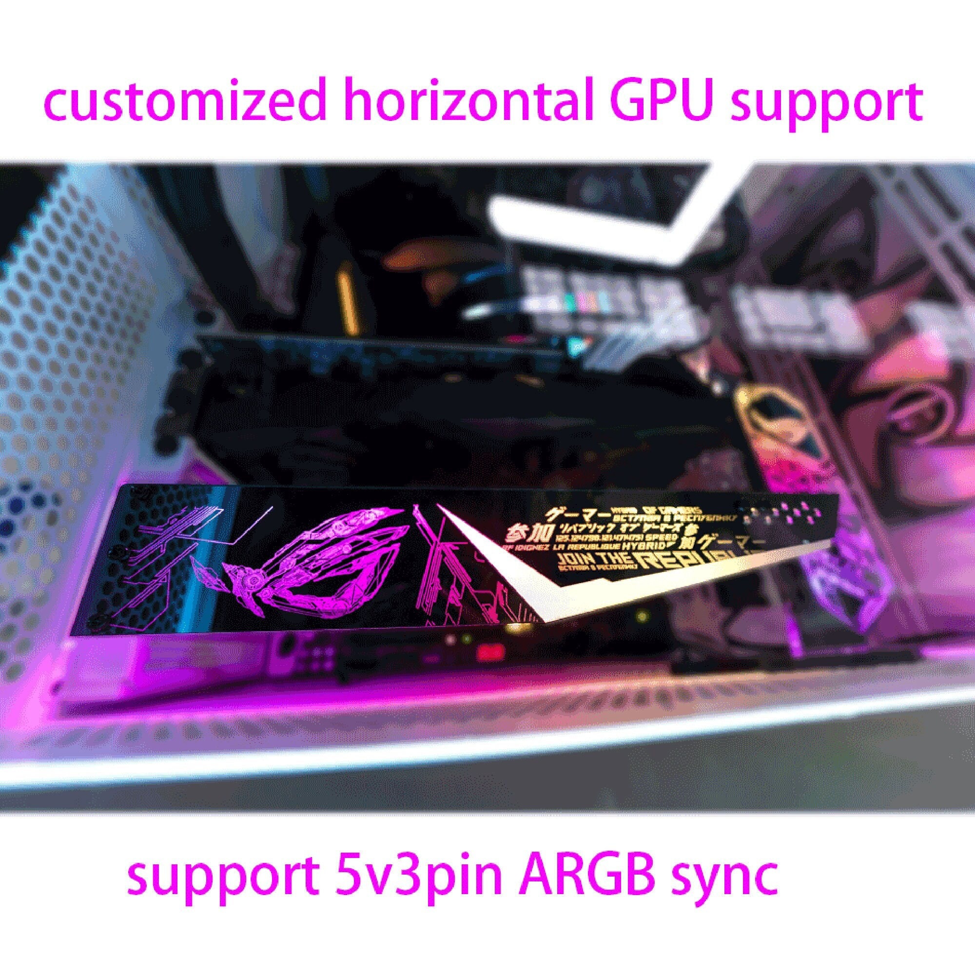 Customized 5v3pin Argb Horizontal Gpu Bracket Support ROG 