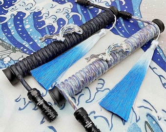customized Katsushika Hokusai Japanese Ukiyo-e style keyboard cable USB C to USB A coiled cords DIY braided cable gift