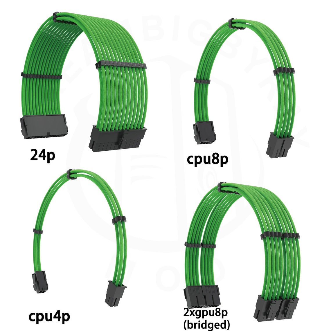 30cm Green Sleeved Psu Extension Cables Gpu Sata Cpu Cord Ide Etsy
