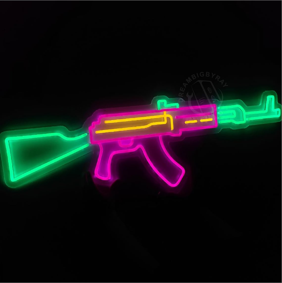 Customized neon gun AK47 neon sign light room decoration wall | Etsy