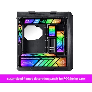 customized hollowed ARGB decoratin panels for rog strix helios case white black panels rog figure