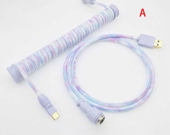 customized coiled keyboard cables multi colors cords usbc to usba