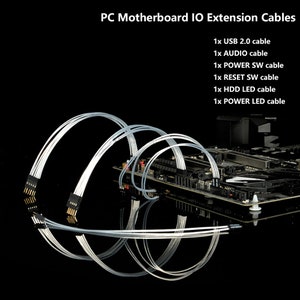customized one set sliver plated unsleeve IO signals extension cables 20cm usb power led sw audio hdd reset cables
