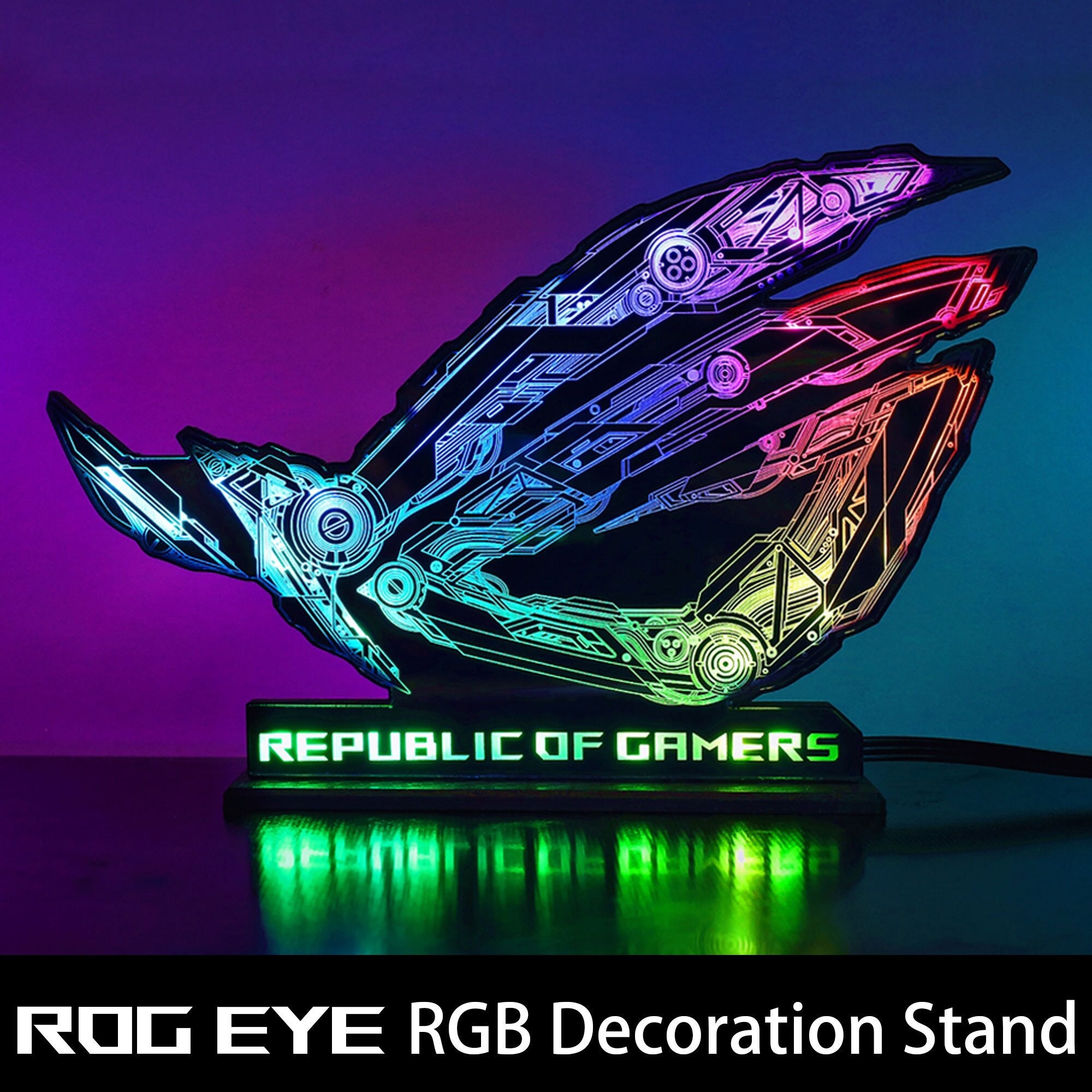 aangepaste ROG EYE ARGB-figuurstandaard pc-behuizing decoratie rgb sync aura