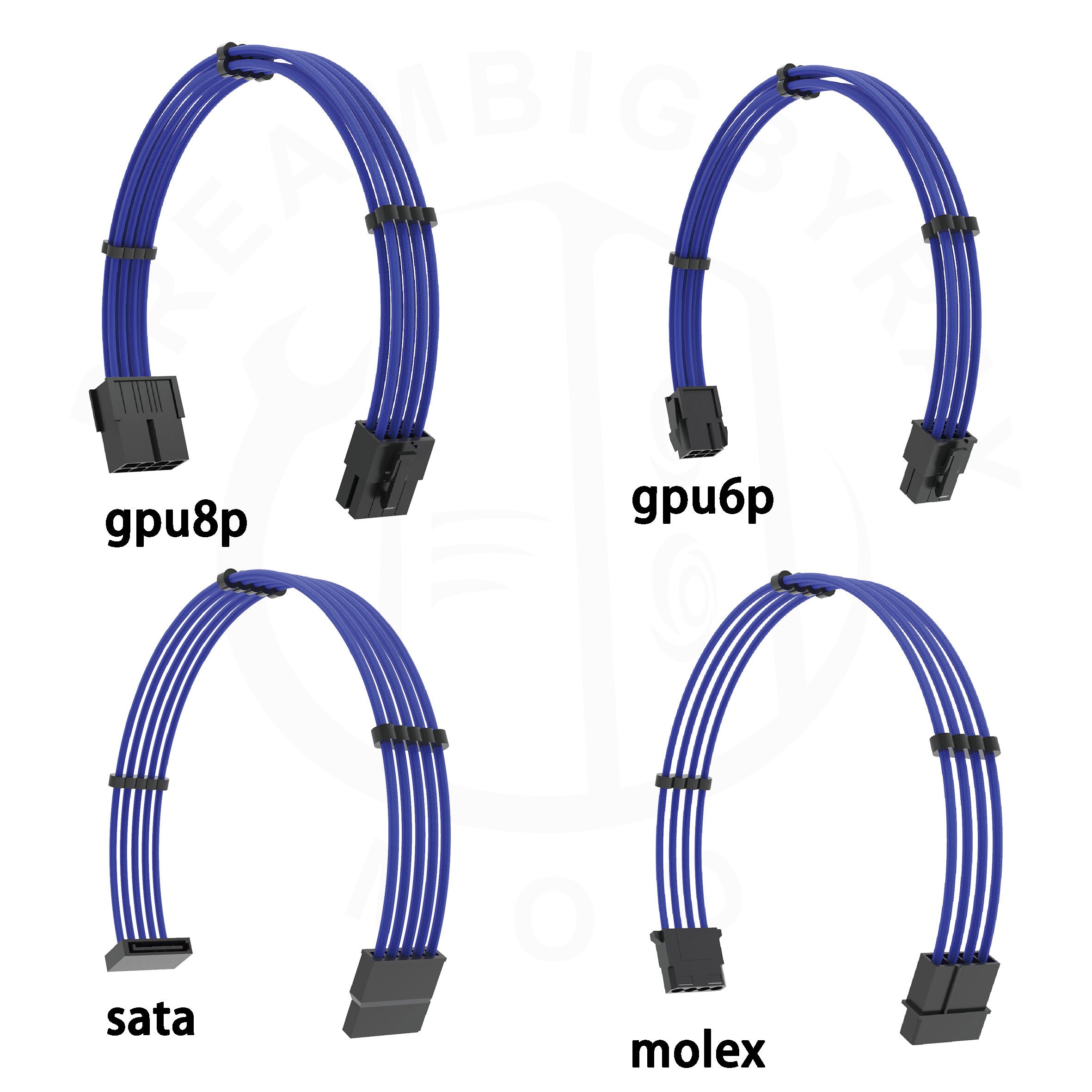 Sleeved Dark Blue Pc Psu Extension Cable 30cm Cpu Gpu Cable Etsy