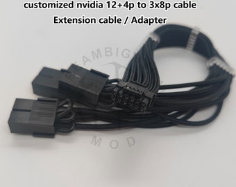 customized 30cm nvdia 3090Ti 12+4p to 3x8p adapter extension cords 16pin to triple 8p dual 8p