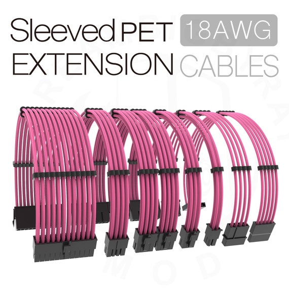 30cm Pc Psu Sleeved Extension Cable Pink Color Cpu Gpu Cable Etsy