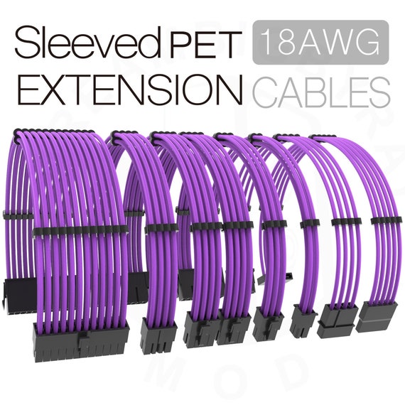 Customized 30cm Purple Sleeved Ps Psu Extension Cable Cpu Gpu8pin