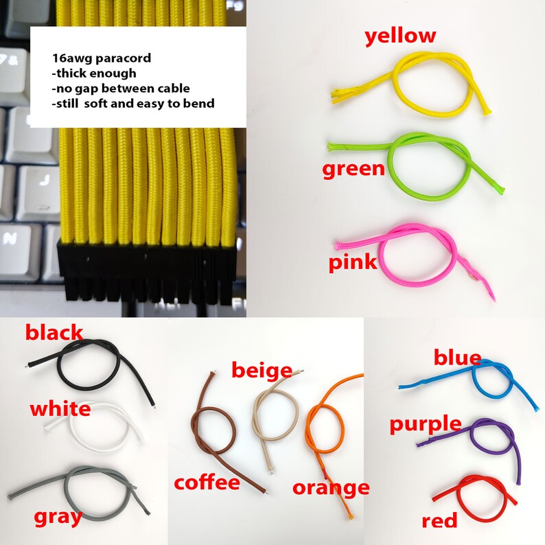 customized corsair full modular psu cables sleeved silver image 10