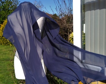 SALE! NAVY Evening Wedding CHIFFON shawl,Pashmina, Wrap,Stole, Scarf - 78"x26"!! / 200cmX70cm