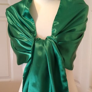 GREEN EMERALD, Shawl, wrap, Satin , Evening, Wedding Shawl, wedding, Pashmina,Scarf,Stole- 18&quot;X78&quot; / 200cmX45cm