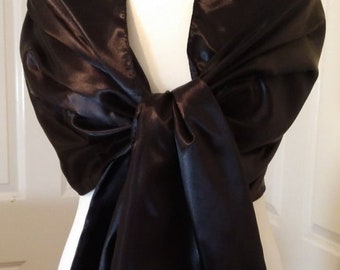 BLACK SATIN Shawl, wrap, Evening,Wedding,Pashmina,,Scarf,Stole- 18"X78" - 200X45cm
